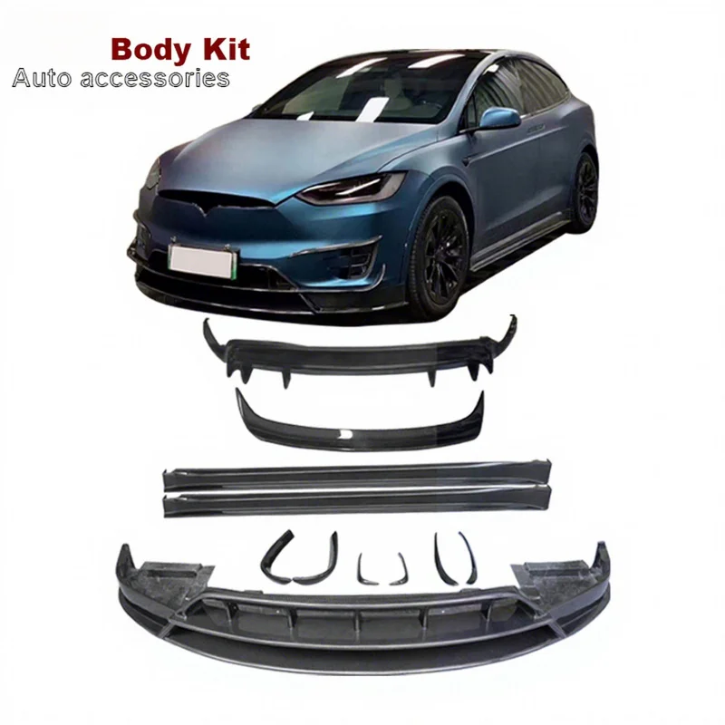 High Quality Carbon Fiber RZ Style Aerodynamic Body Kit Fit For Model X Front Lip Side Skirt Diffuser Performance Exterior Upgra