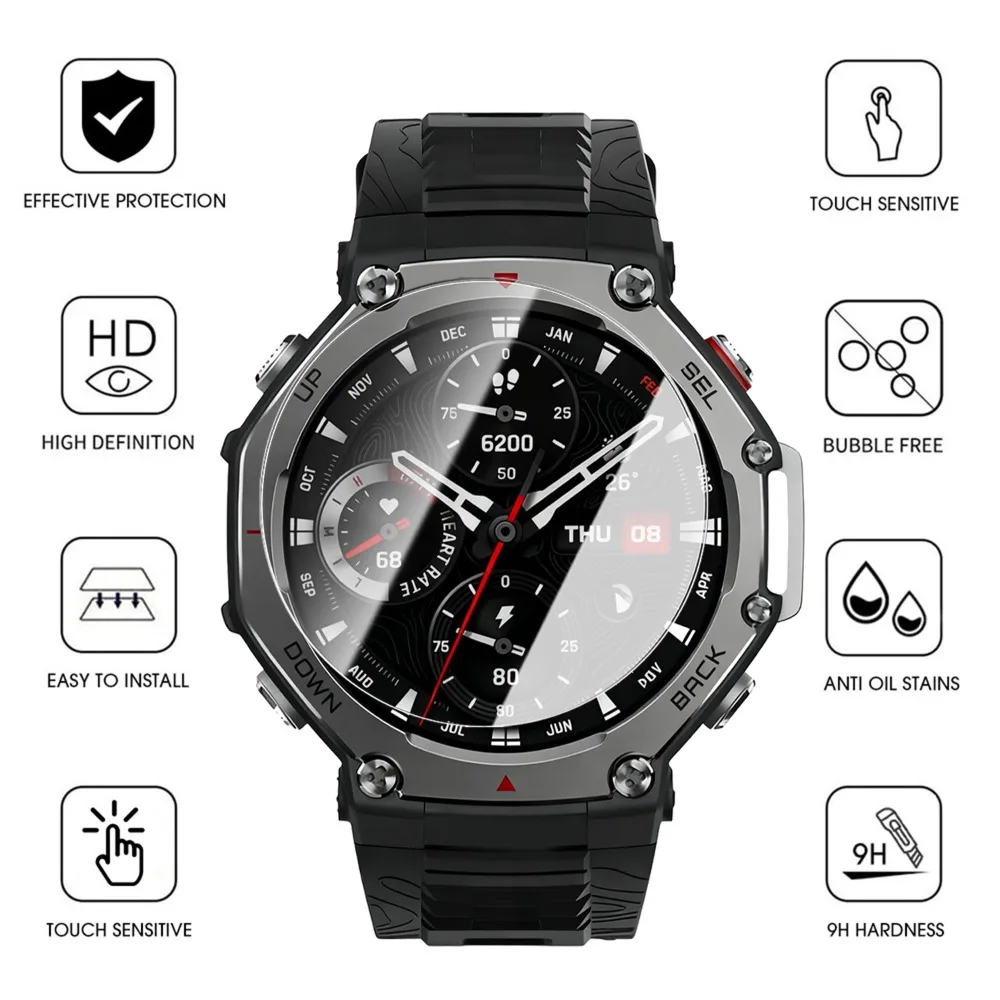 1-5 шт. для Amazfit T-Rex 3 Pro закаленное стекло, легко устанавливается, защитная пленка для экрана, защитная пленка от царапин, HD прозрачные пленки для часов