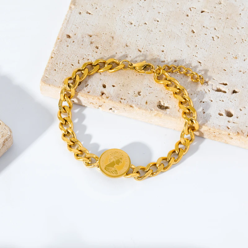 EILIECK 316L Edelstahl Metall Goldene Flachketten-Halskette Armband-Set für Damen, Texturierter Trendiger Wasserfester Schmuck Geschenk – Detail 15