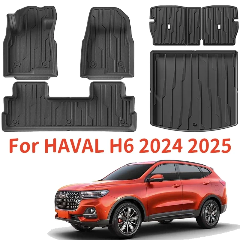 

For HAVAL H6 2024 2025 TPE Floor Mats and Cargo Liners, All Weather Waterproof RHD & LHD Backrest Mats Trunk Mats
