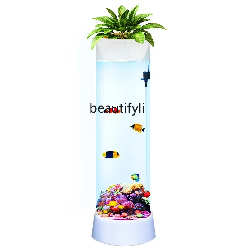 

14 Fish Tank Living Room Small Cylindrical Fish Globe Vertical Aquarium Change Water Ecological Fish Tank