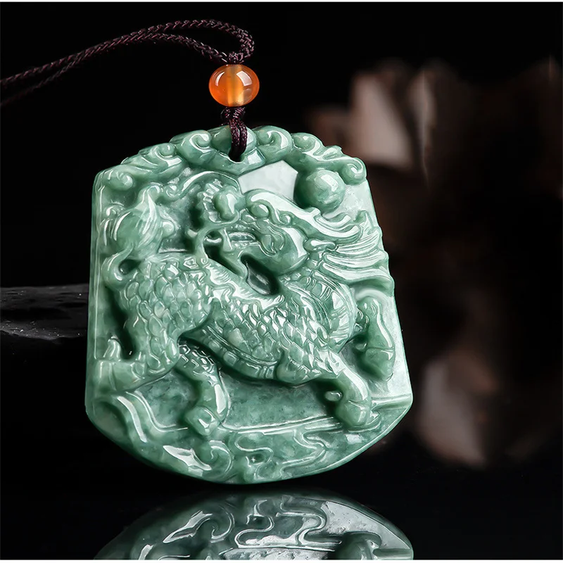 Hot selling natural hand-carve jade Lucky Fortune Gives Blessing Qilin Necklace pendant fashion jewelry Men Women Luck Gifts