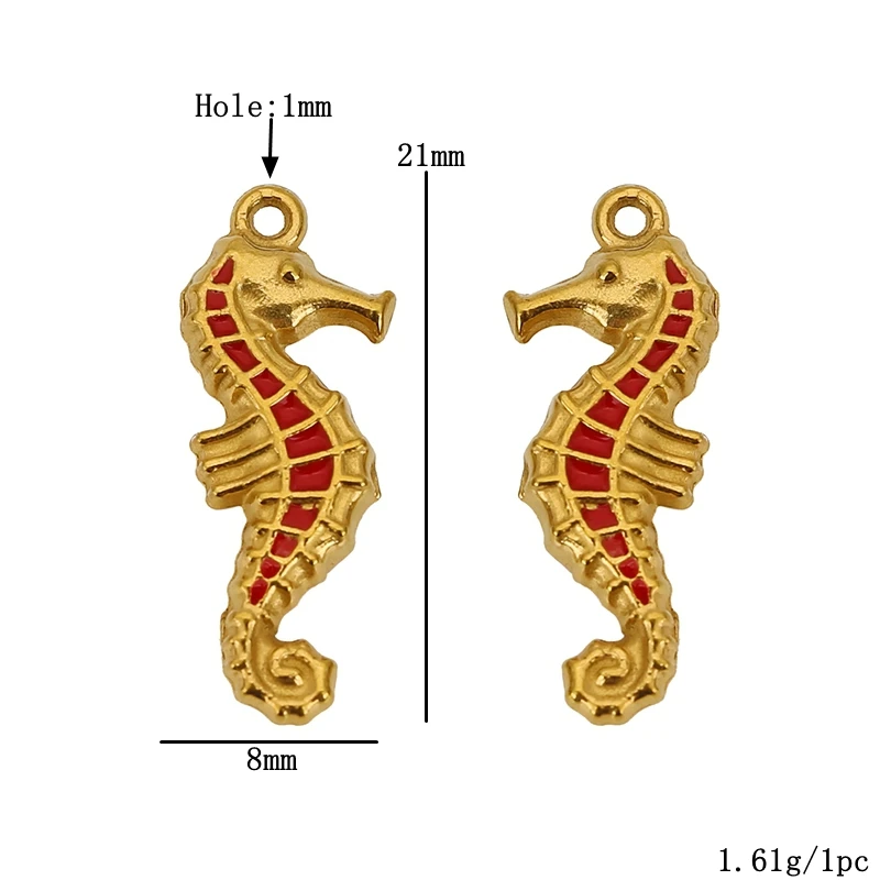 3pcs/lot Stainless Steel Enamel Ocean Series Seahorse Charm Pendants for Necklace Bracelet Earrings Diy Jewelry Supplies image 3