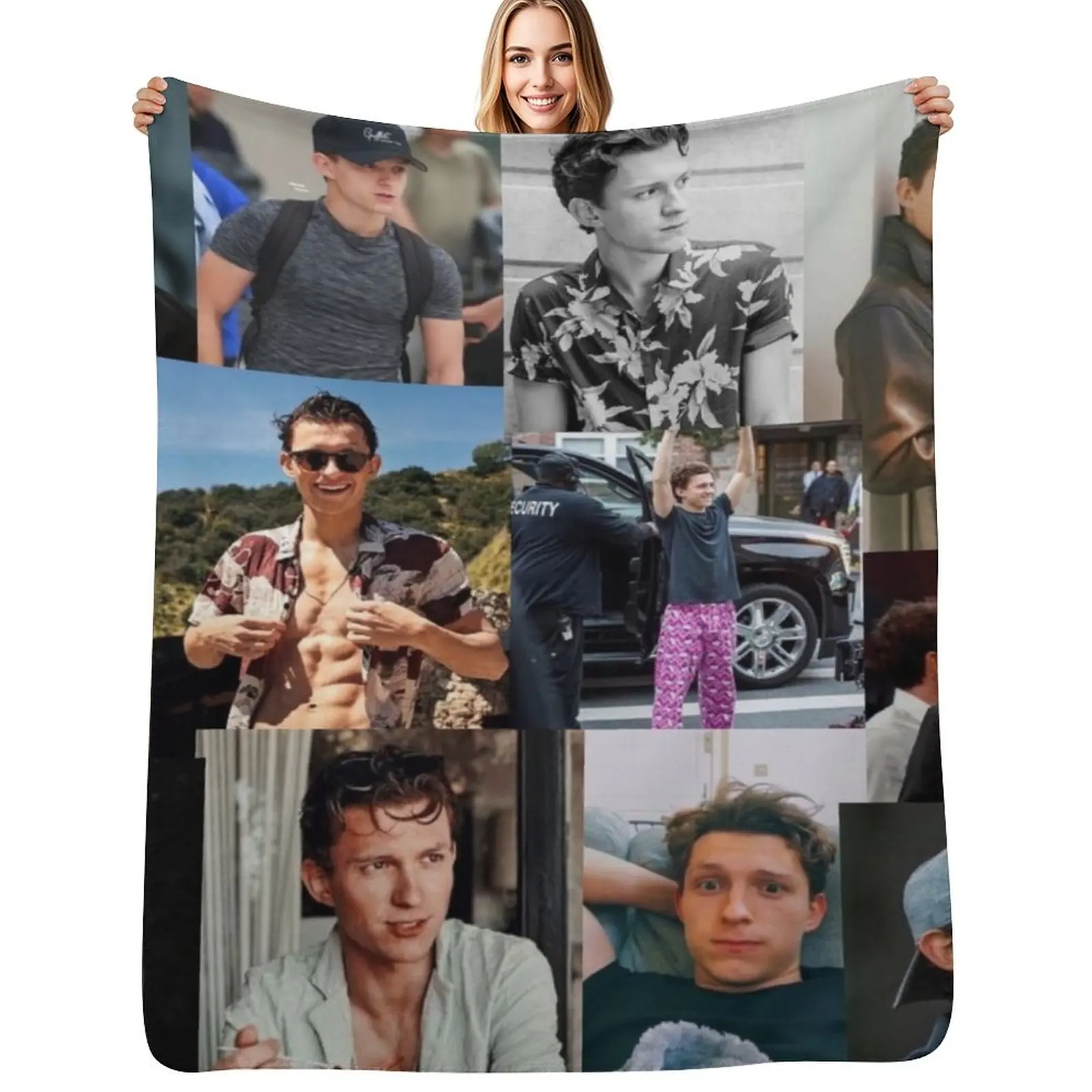 

Tom Holland collage Throw Blanket Warm Cozy Throw Blanket for Living Room Couch