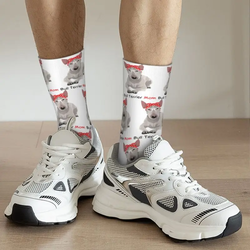 Animal Pet Puppy Bull Terrier Mommy Men Women Crew Socks Unisex Kawaii 3D Printed Dress Socks