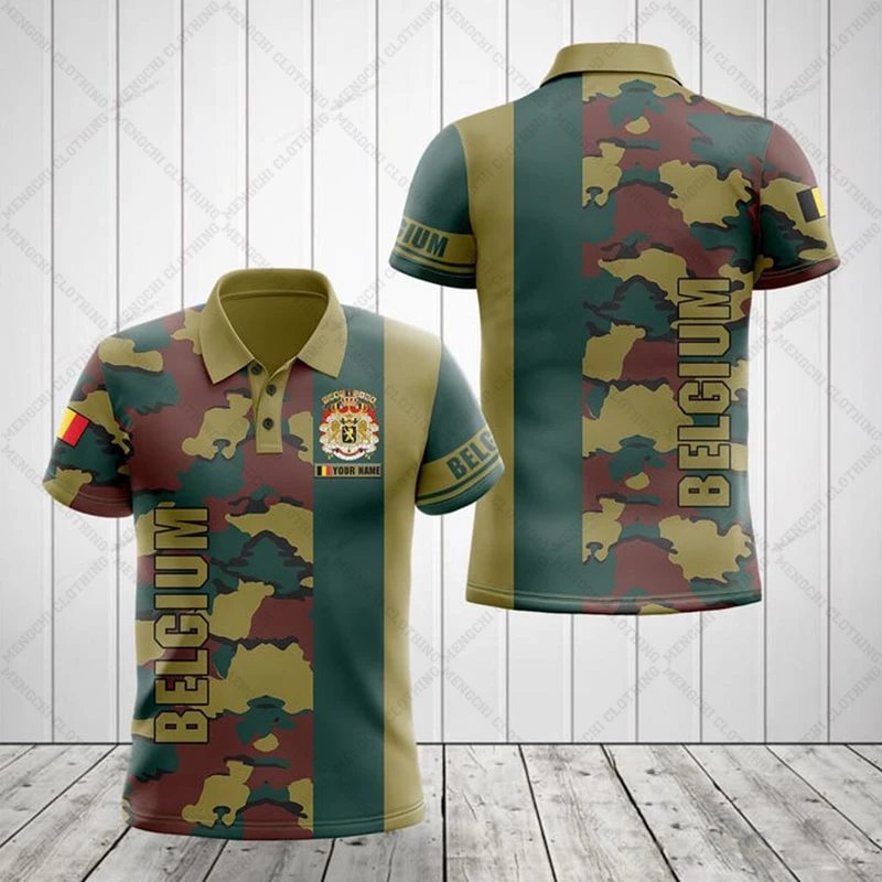 Personalized Belgium Camouflage Polo Shirts Summer Casual Streetwear Loose Jersey Plus Size Sportswear Unisex Short Sleeve Top