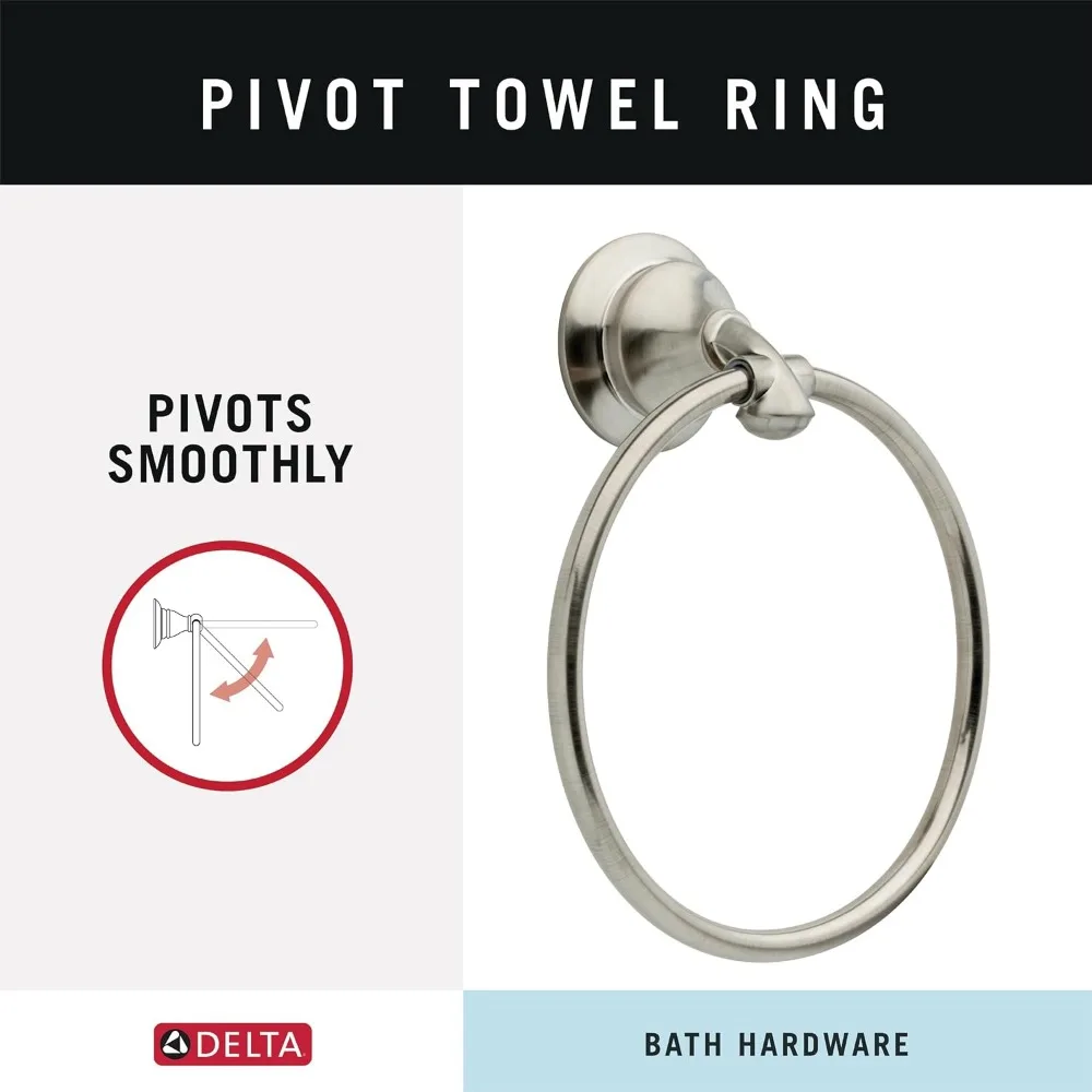 Delta Linden (1 confezione) Portasciugamani Brilliance Portasciugamani in acciaio inossidabile per porta asciugamani rotondo da parete per bagno per pipistrello