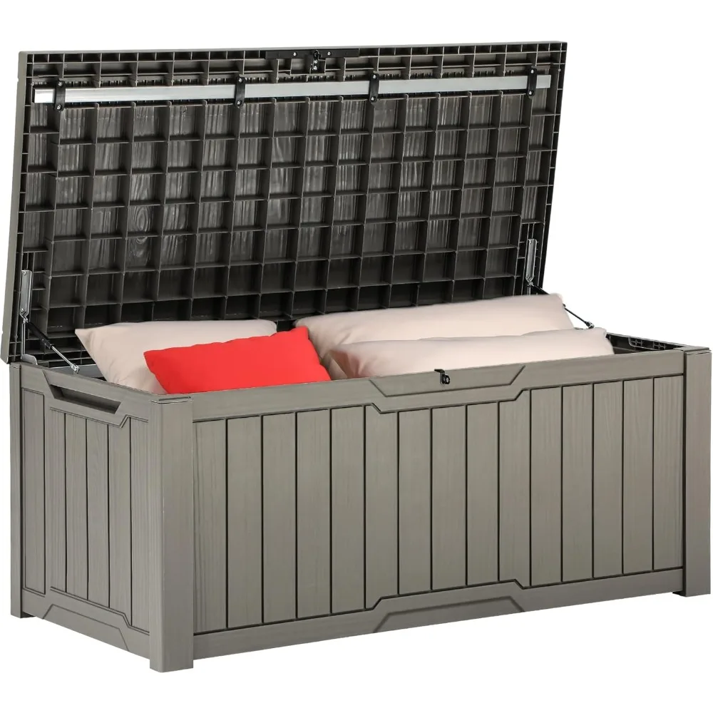 

120 Gallon Outdoor Storage Deck Box, Large Resin Patio Storage for Outdoor Pillows, Garden Tools and Pool Supplies, Waterproof,