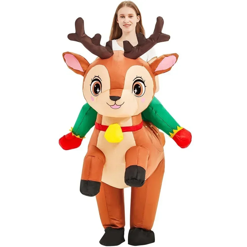 Christmas New Year Party Atmosphere Props Inflatable Costume Adult Role Playing Cartoon Mascot Cute Inflatable Reindeer Costume