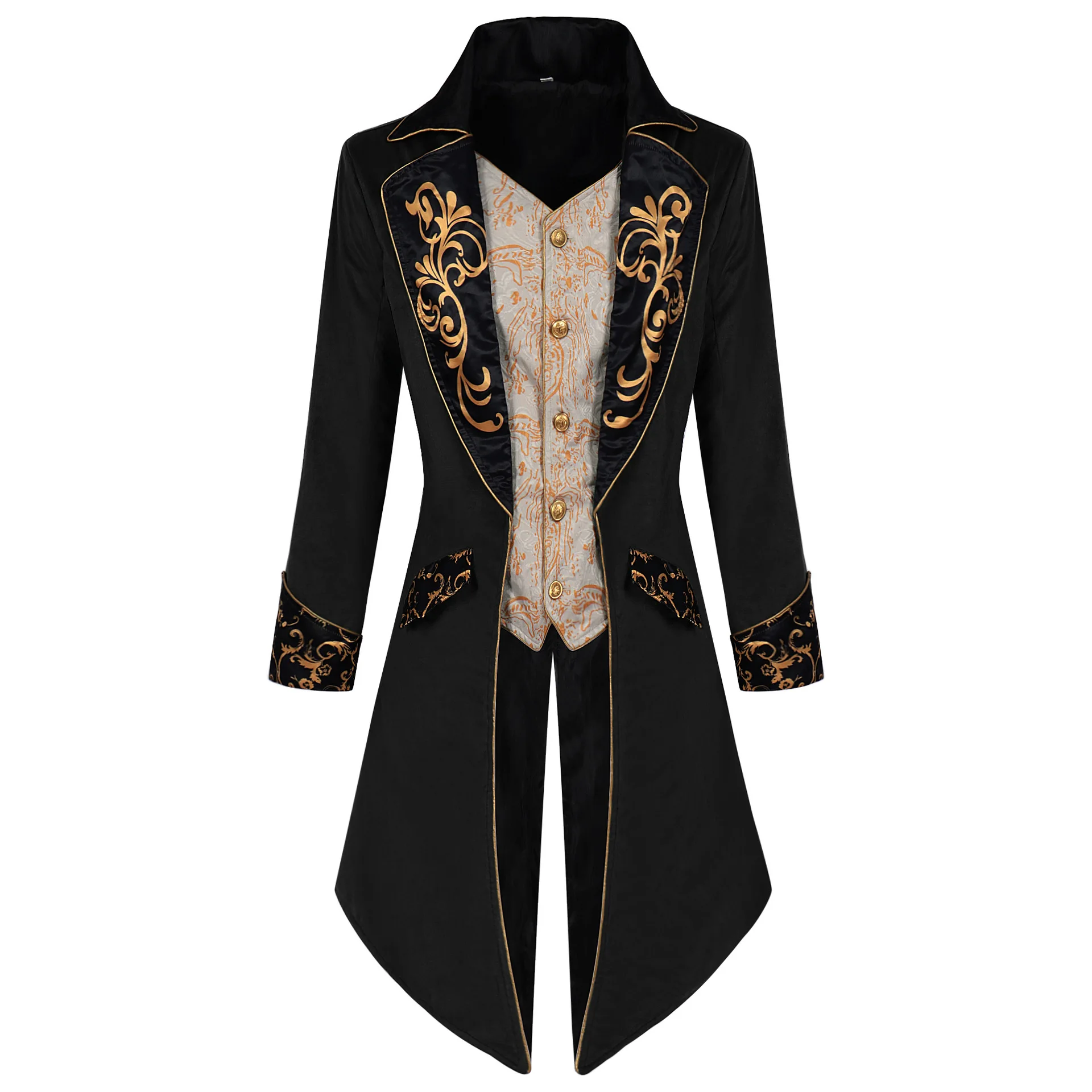 

European & American Style Men's Steampunk Medieval Frock Coat Jacket, Cosplay Stage Performance Costume