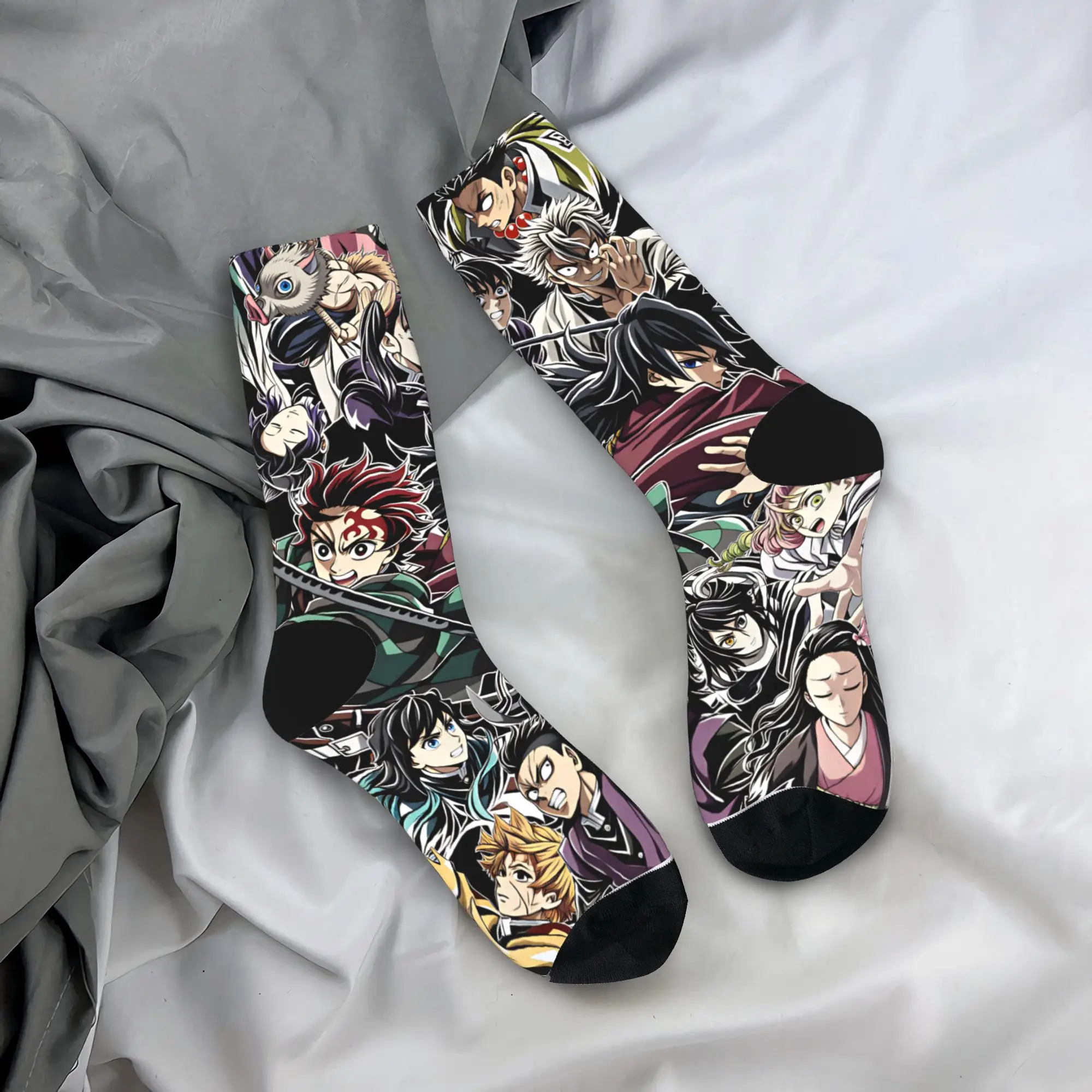 Demon Slayered Characters Stockings  Printed Funny Socks Autumn Anti-Slip Socks Couple Climbing Medium Soft Socks