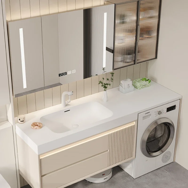 

Corian integrated basin washing machine cabinet balcony bathroom cabinet combination oak washbasin washbasin pool