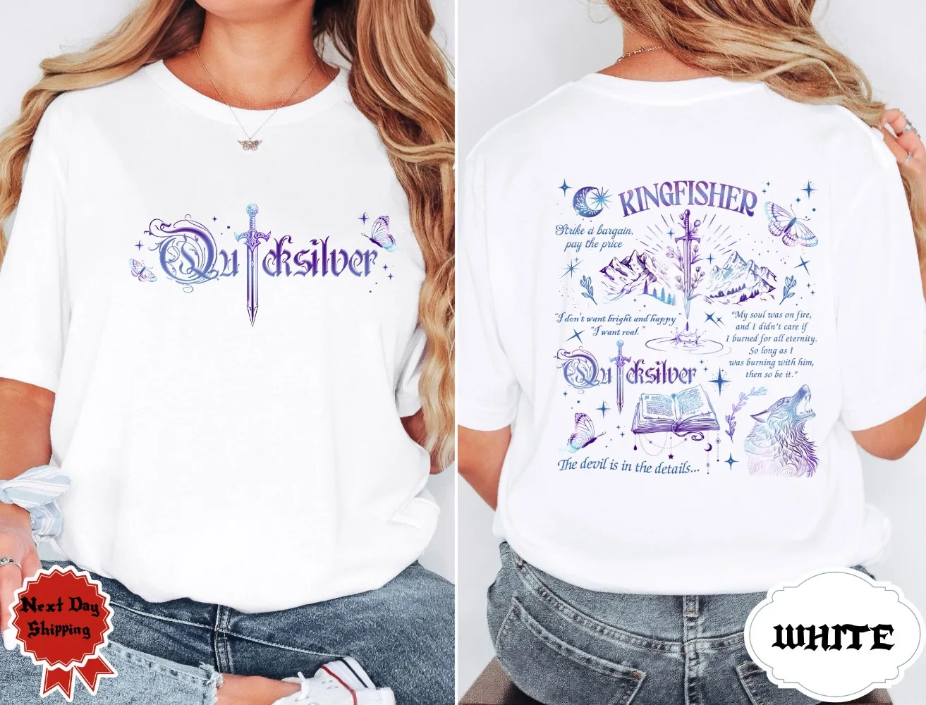

Kingfisher Quicksilver Book Inspired Shirt Fantasy Sword Moon Wolf Butterfly Witchy Quote Tee Gothic Dark Academia Gift