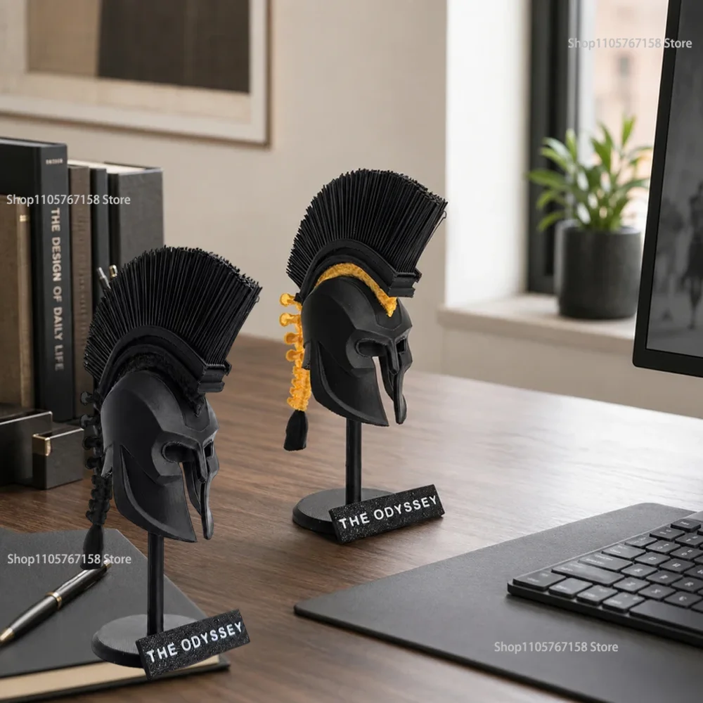 2Styles3D Printed Greek Spartan Helmet Model With Stand The Odyssey Home Desktop Ancient Warrior Decor Collectible Ornament Gift