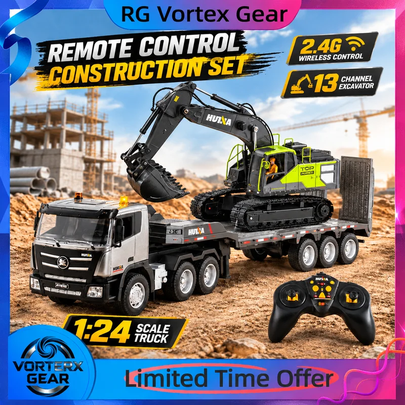 【in-stock】-huina-1318-remote-controlled-flatbed-truck-1-24-semi-trailer-tractor-engineering-truck-24g-remote-controlled-toy