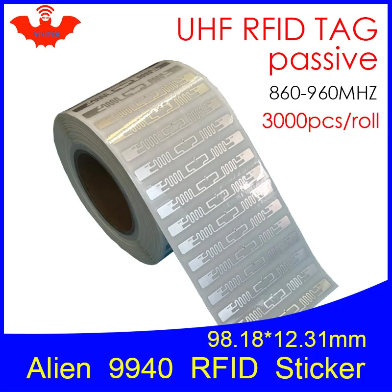 UHF RFID tag sticker Alien 9940 EPC6C wet inlay 915mhz868mhz860-960MHZ Higgs9 3000pcs free shipping adhensive passive RFID label