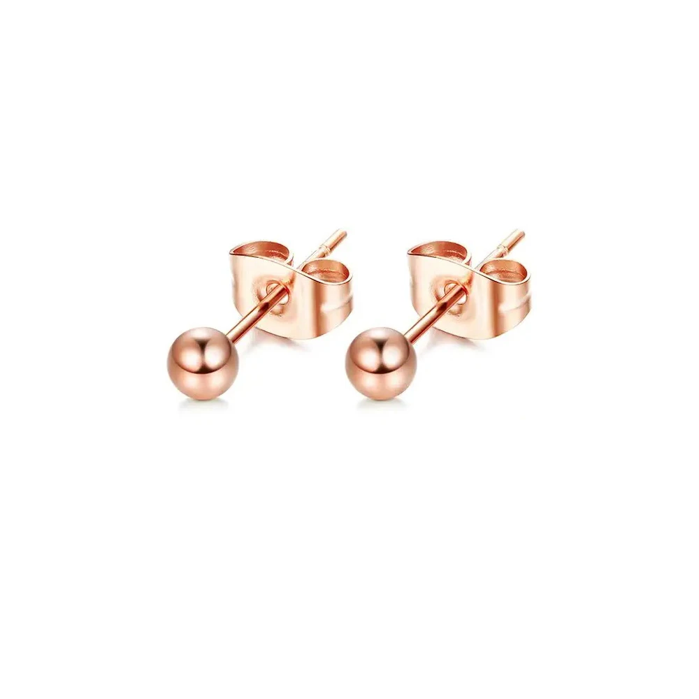 1-8 Pairs Stainless Steel Rose Gold Plated Hoop Earrings for Women Girl Hypoallergenic Ball CZ Stud Women Earrings Loop Earrings