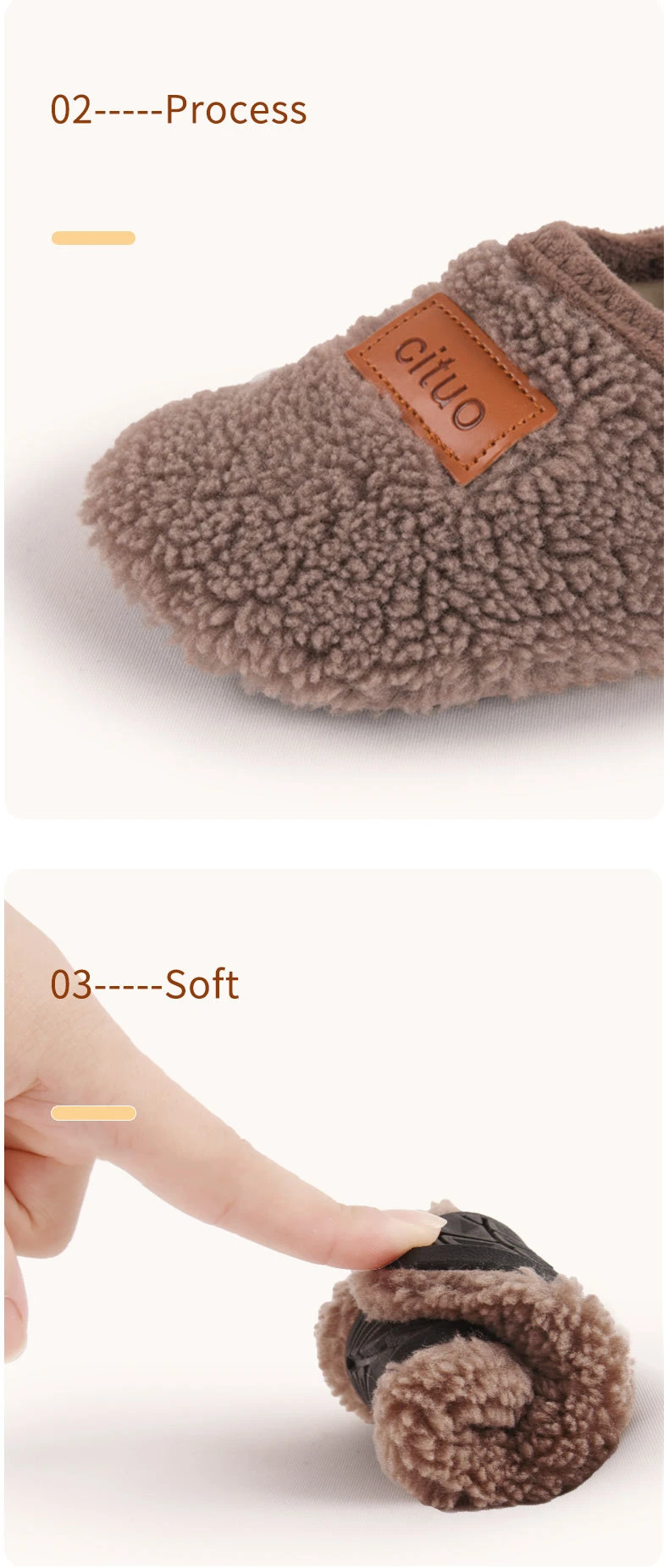 Kinder Baumwolle Hausschuhe Solide Warme Kinder Winter Hause Schuhe Jungen Mädchen Plüsch Boden Schuhe Indoor Weiche Sohle Anti-slip Baumwolle schuhe – Detail 4
