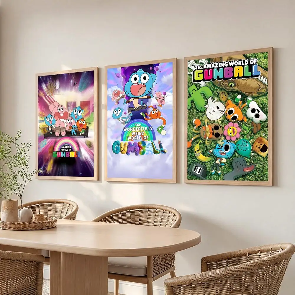 anime The Amazing World of Gumball Poster Poster HD Frameless Creamy Style Home Decor Wall Art for Living Room Bedroom Gift