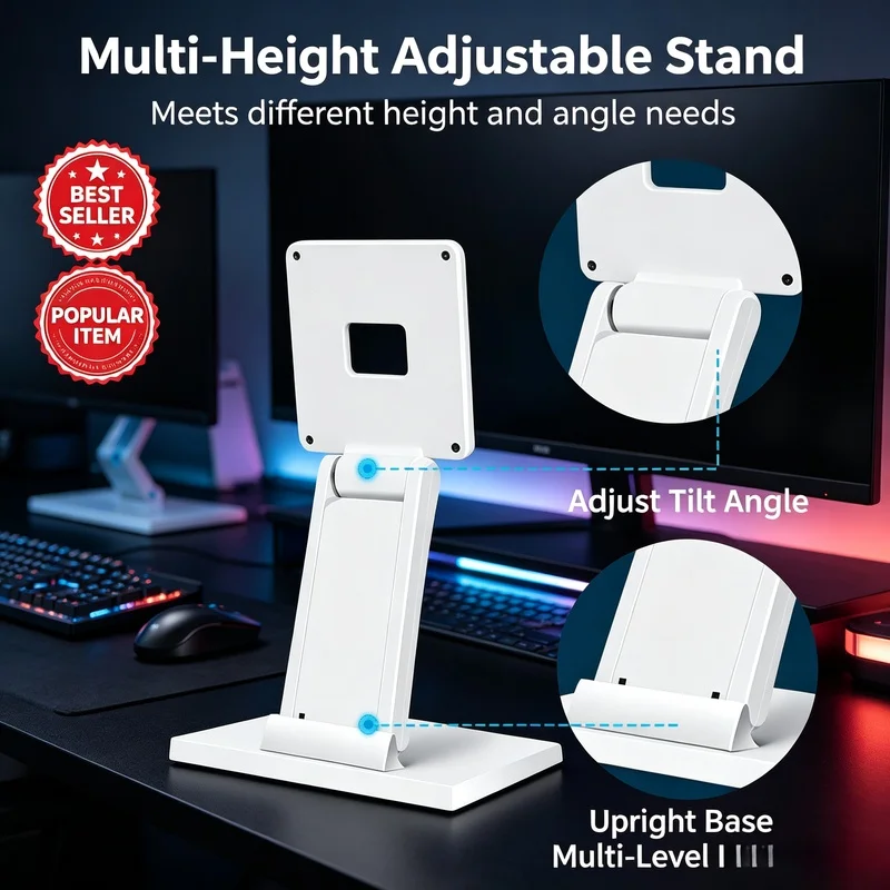 14-24 Inch Folding Metal Monitor Stand, Universal VESA Desktop Screen Bracket for PC Monitors Small TVs Home Office