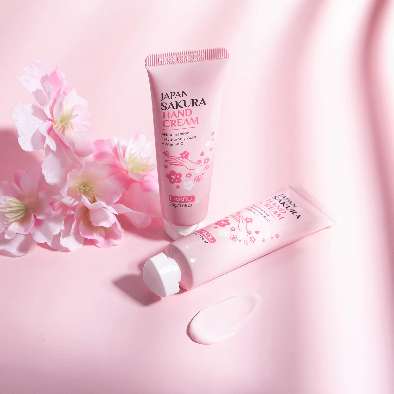 LAIKOU Sakura Hand Cream, Moisturizing Hydrating Hand Care for Dry Skin, Nourishing Softening Hand Lotion 30g Fast Absorbing