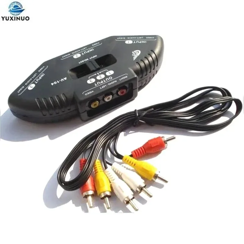 New 3-Way Audio Video AV Switch Selector Box Splitter Switch W/ Cable For TV X-Box DVD Player Devices Switch