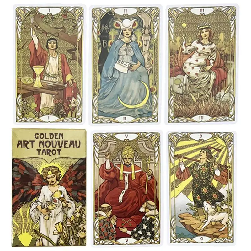 

Golden Art Nouveau Oracle Cards Tarot Decks For Beginners Professionals Fortune Telling Cards Table Board Game Family Nights