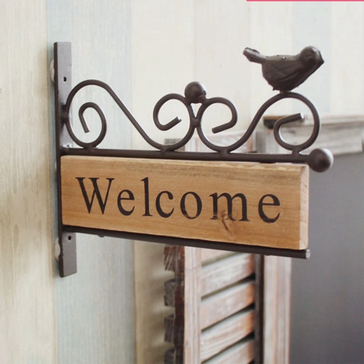 

Welcome Sign Board Wooden Hanging Pendant Rural Style Doorplate Decorative Design High Quality Durable Photo Prop Garden Wall