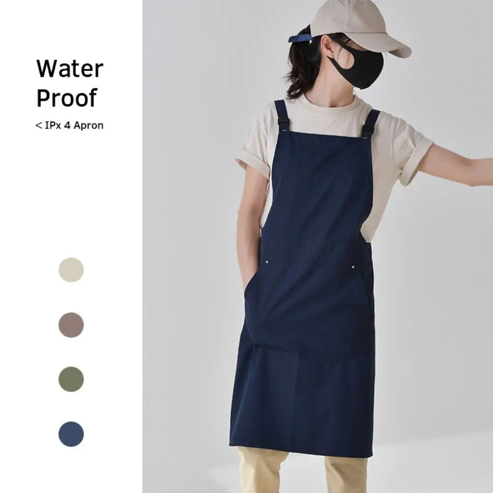 

Polyester Cotton Korean Restaurant Apron Pinafore Workwear Waterproof Overalls Work Clothes Lengthen Uniform
