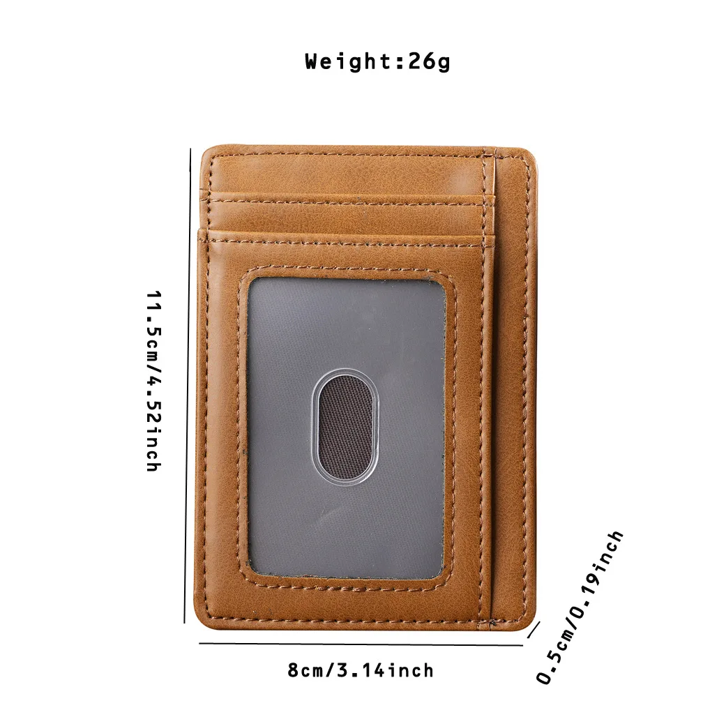 Portfel na karty męskie w stylu vintage z ekoskóry, ultracienki, na karty bankowe i kredytowe, z laserowym grawerem, idealny na prezent świąteczny.