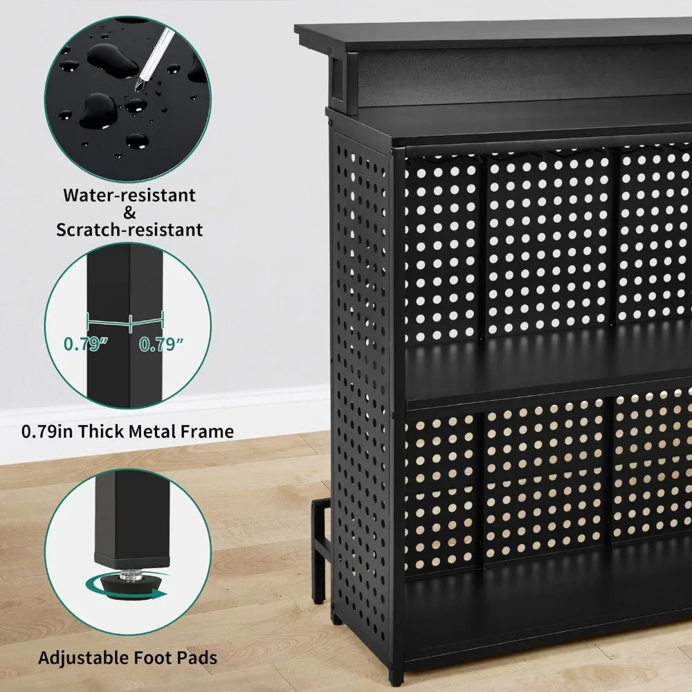 Mini Família Bar Unidade com Música Sensing Luzes LED, Álcool e Café Rack, Pólo Alto, Desktop Álcool Armazenamento Rack