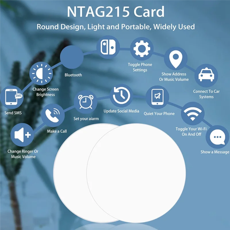 ABSQ-For Tagmo متوافق 50 قطعة علامات NFC NTAG215 NFC بطاقات ملصقات NFC 215 رقاقة لاصقة الظهر للأجهزة التي تدعم NFC