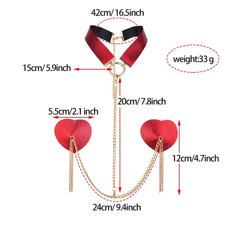 Metal Chain Linked Nipple Cover With Choker Nipple Pasties Reusable Women Lady Bondage Choker Collar Body Chain Sex Games Toys