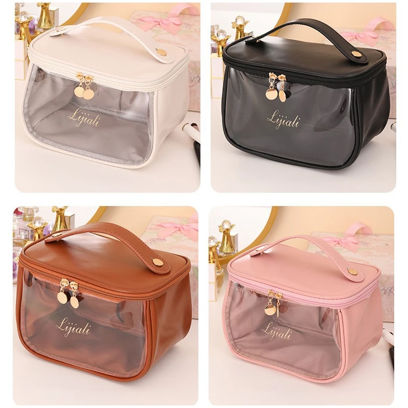 Cosmetic Bag Large Capacity PVC Waterproof Transparent Bag Outdoor Travel Wash Makeup Brush Storage Bag