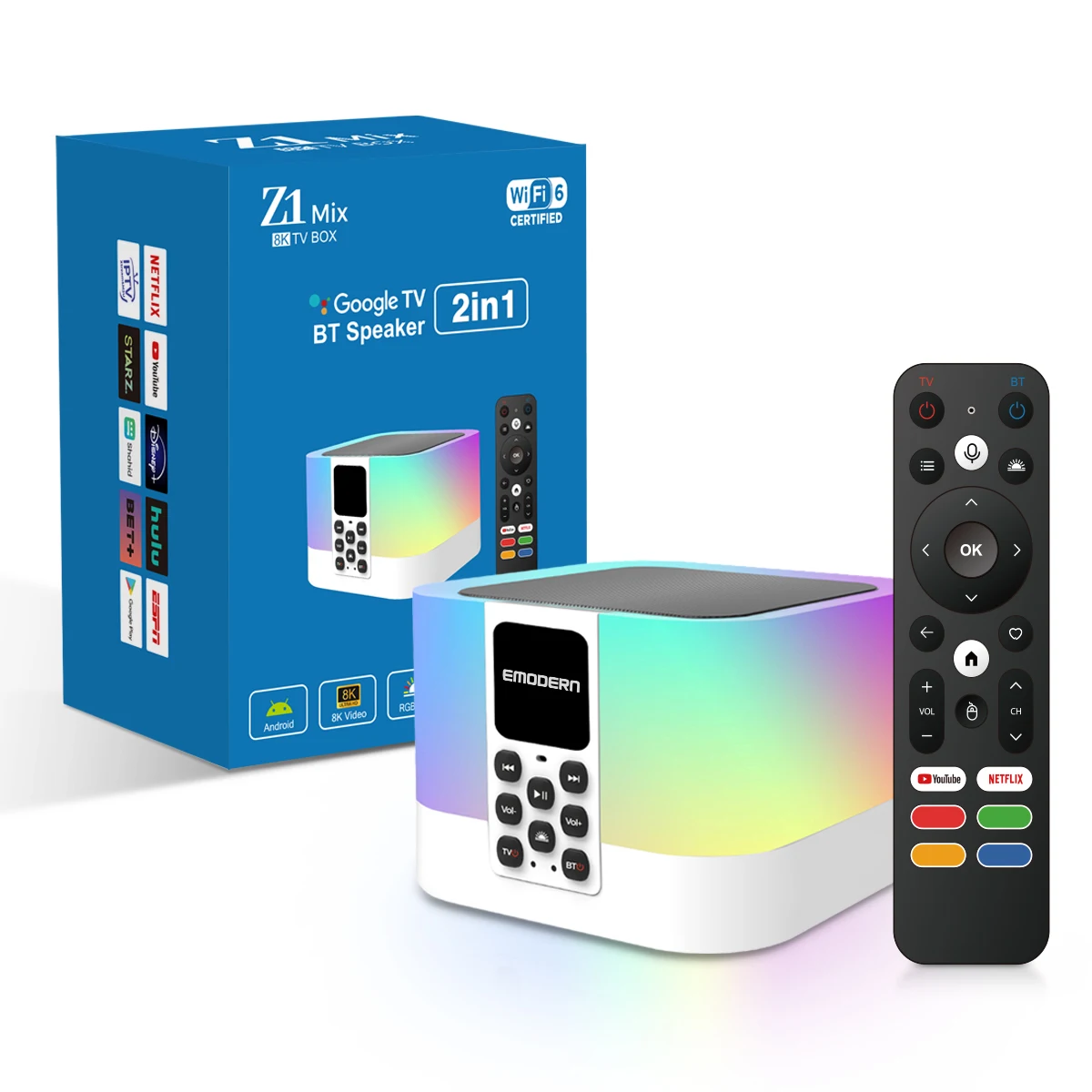 Z1 Mix Streaming Smart TV Box Android 15 Allwinner Quad-Core 4K 8K 2.4G&5G Dual-Band WiFi BT5.0 Sprachfernbedienung Mediaplayer