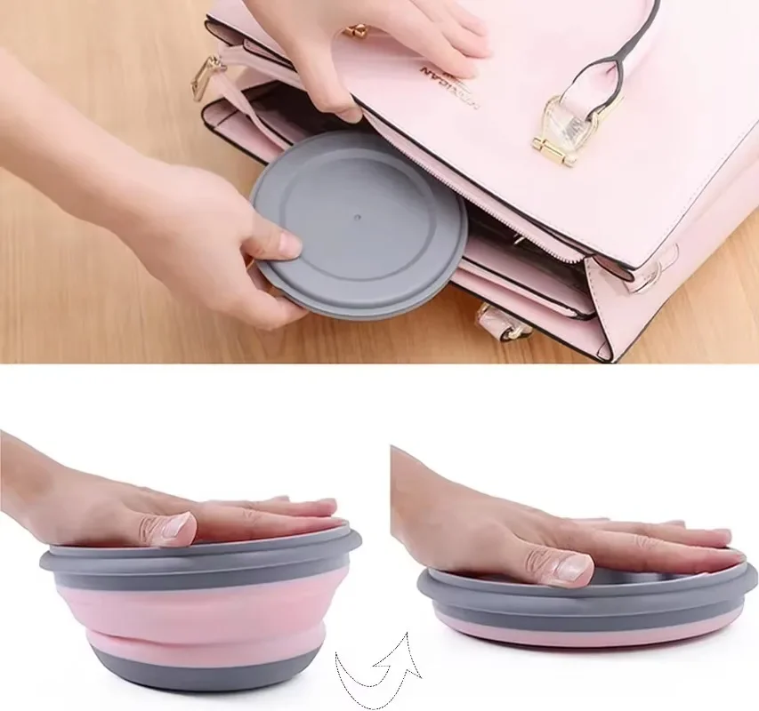 

3pcs/set Silicone Folding Lunch Box with Lid Portable Picnic Camping Bowl Set Kitchen Tableware Kit Foldable Fruit Salad Bowl