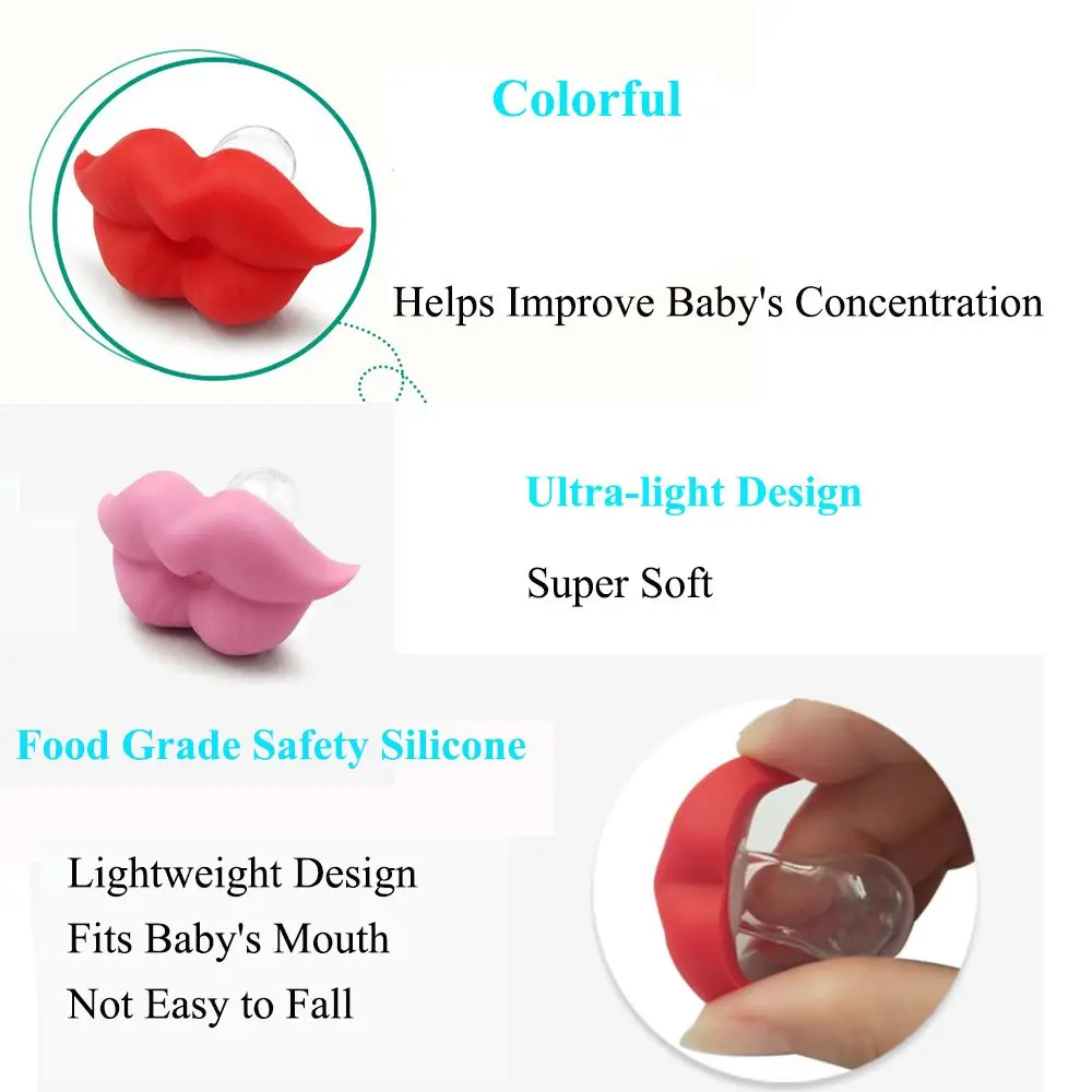 1Pc Baby Soother Food Grade Silicone Pacifier Funny Lip Mouth Shape Orthodontic Teat