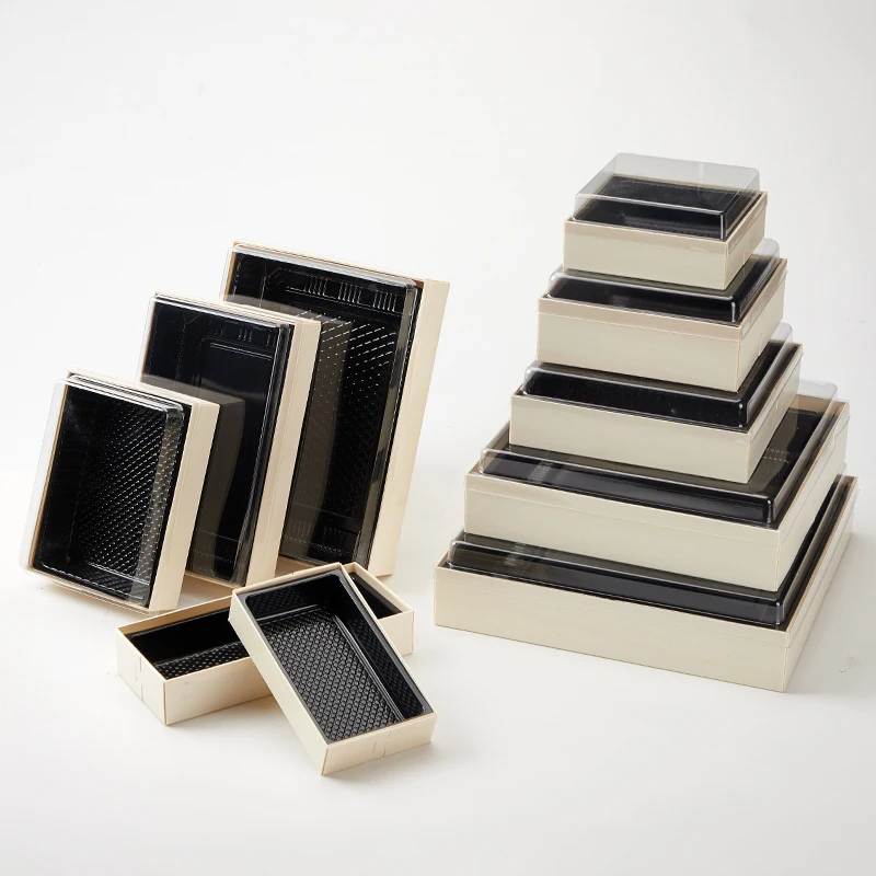 

Eco-Friendly Biodegradable Disposable Snack Packaging Natural Wooden Bento Box For Sushi Tray Container Lunch Gift Box Chocolate