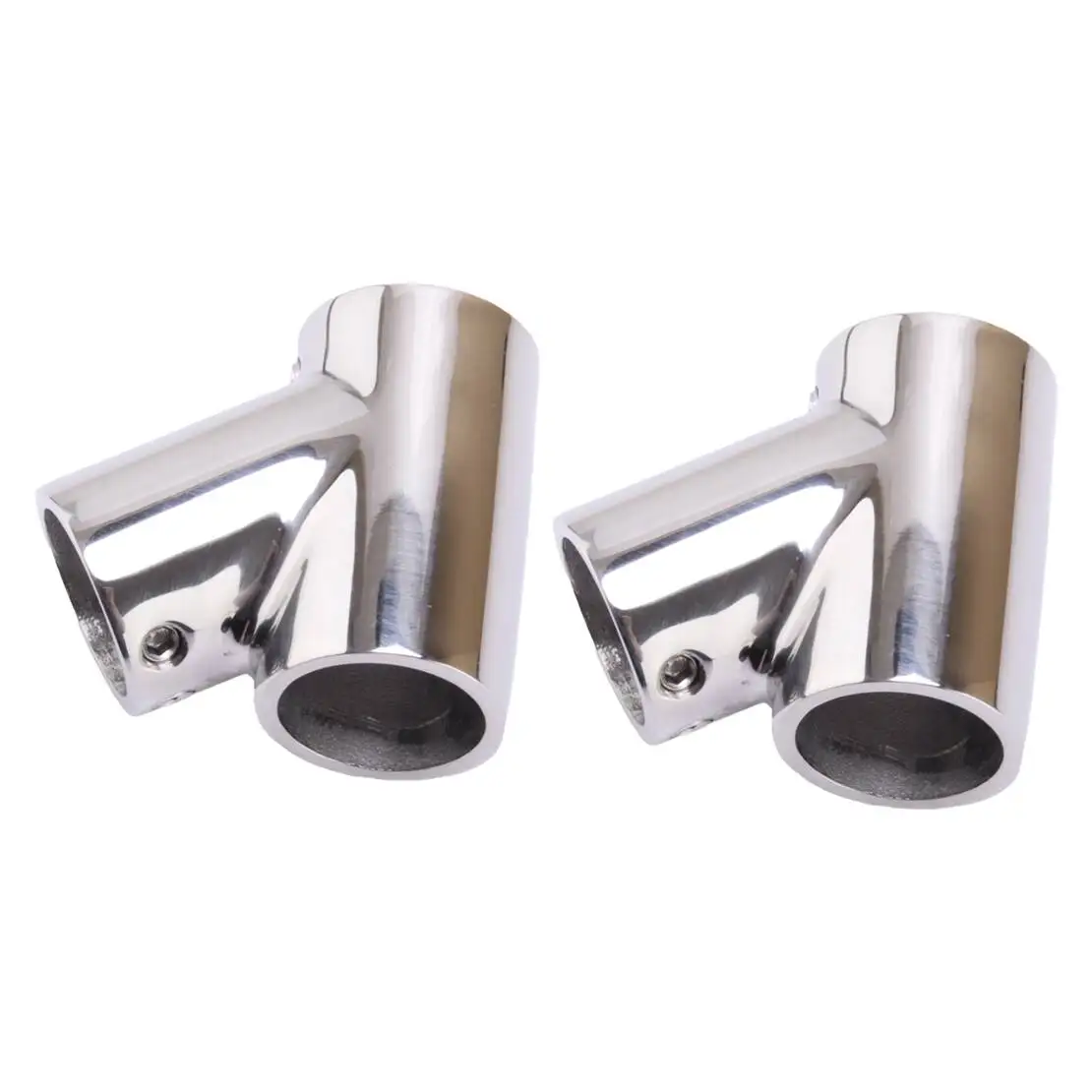 2Pcs Silver Stainless Steel Hardware Boat Hand Rail 60 Degree Tee Fittings for 22mm 7/8