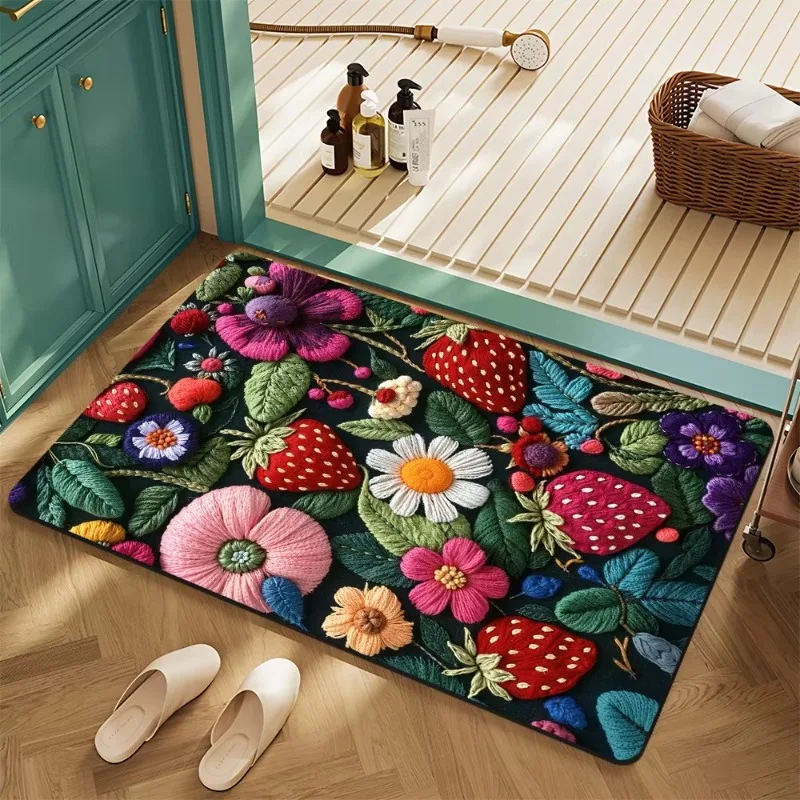 Floral Succulent 3D Embossed Rustic HOME Door Mat Soft Non-slip Rug Carpet for Bathroom Entryway Home Decoration