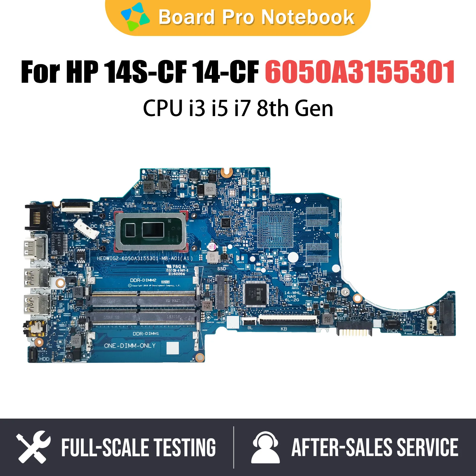 

Notebook Mainboard For HP Pavilion 14S-CF 14-CF L38212-601 Laptop Motherboard CPU I3 I5 I7 8th Gen 6050A3155301 Systemboard