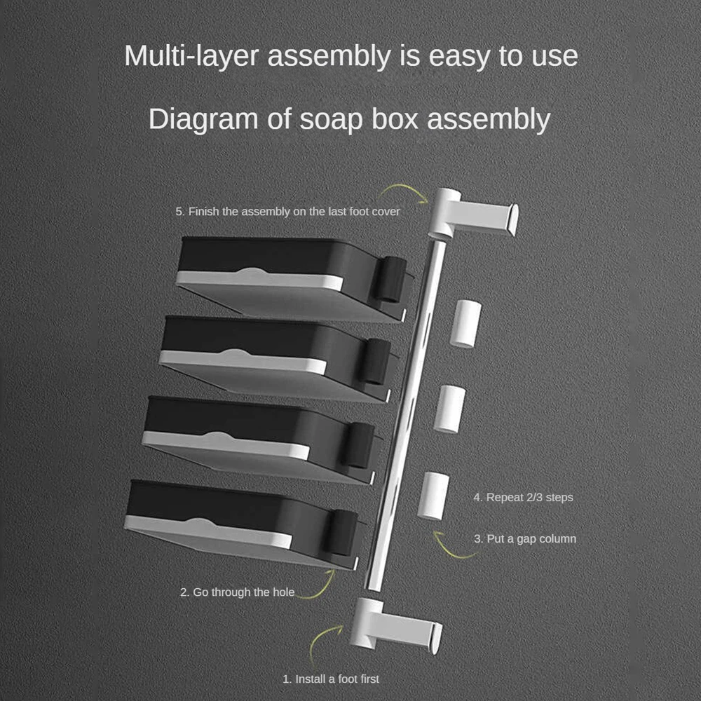 Soap Rack No Drilling Three-layer Rotable No Punching Drain Storage Rack Soap Box Creative Drainage Storage Rack Soap Dishes