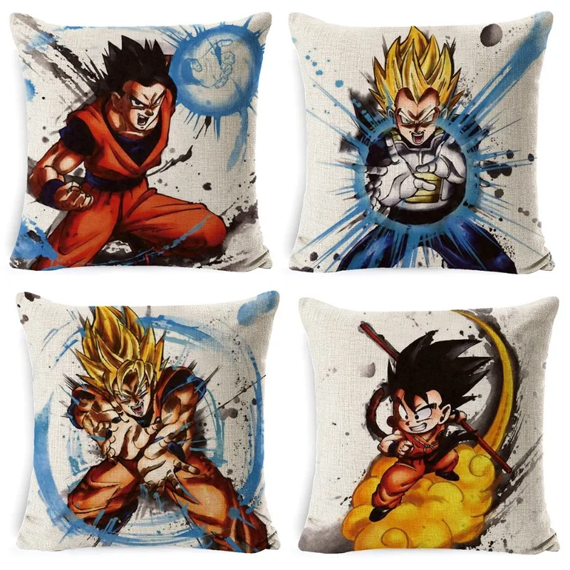 

Creative Peripheral Cute Anime Dragon Ball Pillow Cover Linen Super Soft Pillows Home Dragon Ball Anime Cushion Pillow 45x45cm