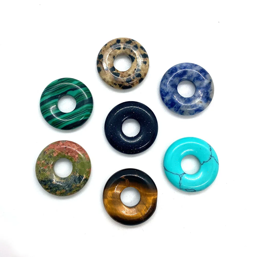 Doğal Taş Dairesel Barış Toka Boncuk Donut Cilalı dağınık boncuklar Charms Takı Yapımı DIY El Yapımı Takı Kolye Kolye