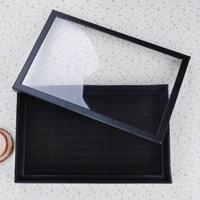 

Transparent Jewelry Storage Box Earring Ring Di Display Tray with Cover Nelace Holder Stand for Selling out Jewelry