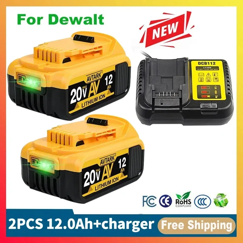 20V 6.0Ah e 20V 12.0Ah DCB200 18650 batteria sostitutiva agli ioni di litio per batterie per utensili elettrici DeWalt MAX DCB205 DCB201 DCB203