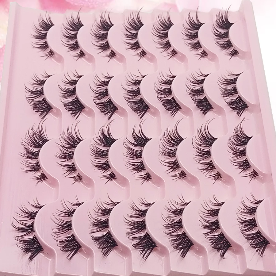 Pestañas postizas de apariencia natural, correa transparente, pestañas finas, juego de 14 pares, llenas de vitalidad en el final, puede mejorar el efecto ocular