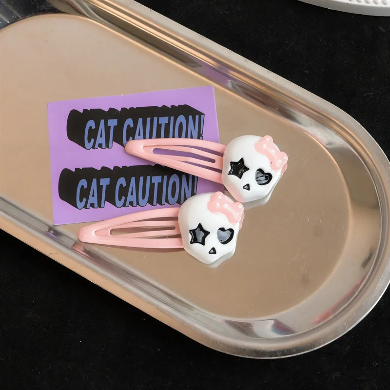 Pince à cheveux gothique rose crâne, pince BB à nœud papillon noir, accessoires pour cheveux Punk pour femmes et filles, fête d'halloween heureuse, 1/2/5/10 pièces