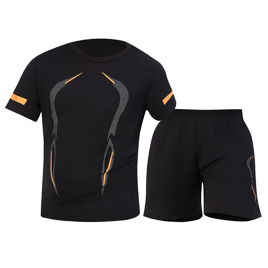 2-teiliger Herren-Sportanzug aus Mesh, atmungsaktiv, schnell trocknend, locker, Übergröße, Laufen, Fitness, Bergsteigen, lässig, kurzärmelige Shorts – Detail 9