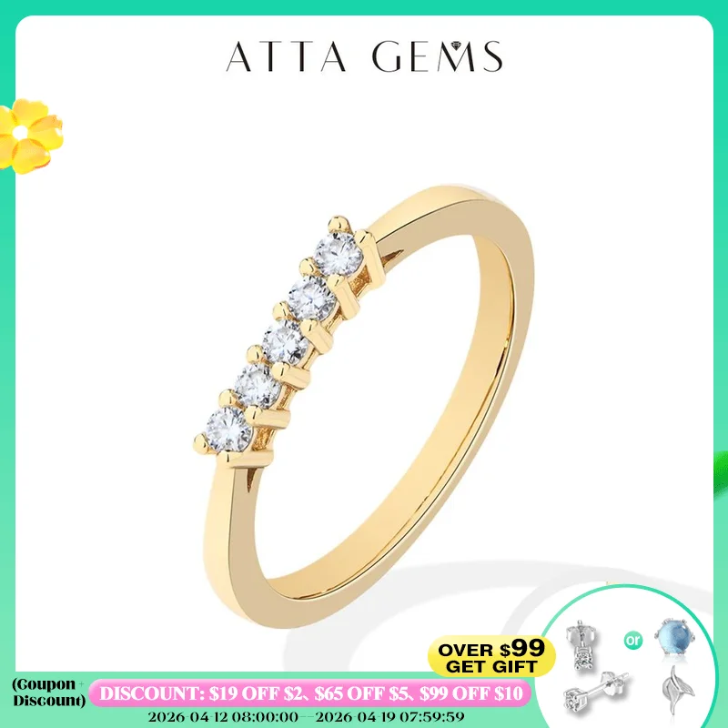 

ATTAGEMS 925 Sterling Silver Moissanite Rings DVVS1 Round Cut 2.0mm Stackble 18K Gold Plated Wdeding Ring for Women Fine Jewelry